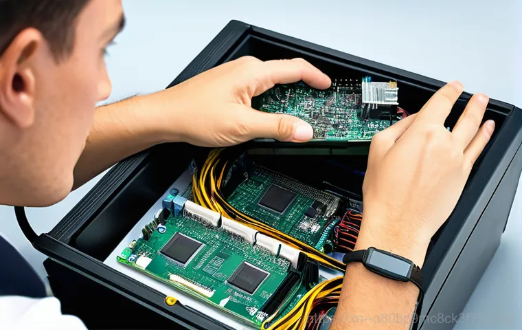 연양동 THREAD_STUCK_IN_DEVICE_DRIVER - **Prompt 2: Graphic Card Driver Cleanup**
    In a well-lit and organized computer repair workshop, ...