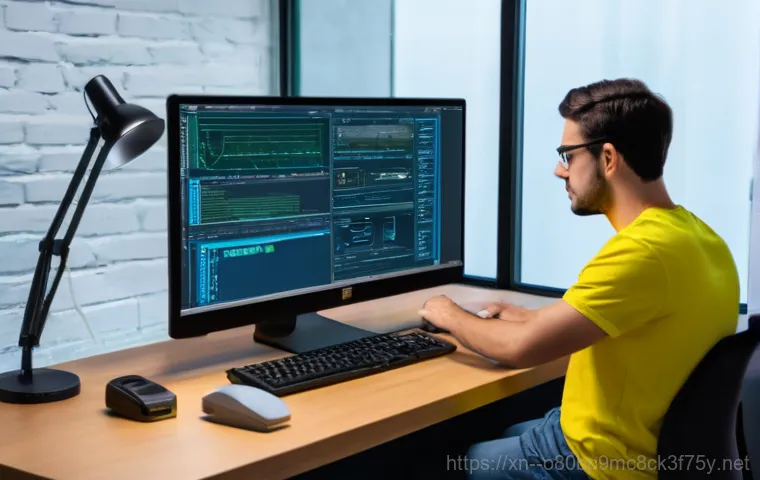 시흥동 SOFTWARE_EXCEPTION - **Prompt 1: The Frustration of a Late-Night Crash**
    A realistic, cinematic shot of a person in t...