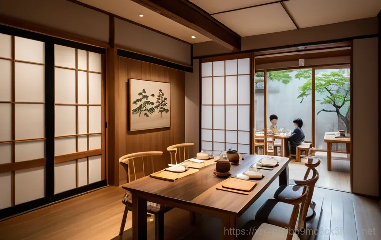 익선동 THREAD_TERMINATION_PORT - An immersive, wide-angle shot of a visitor experiencing interactive media art within a renovated Han...