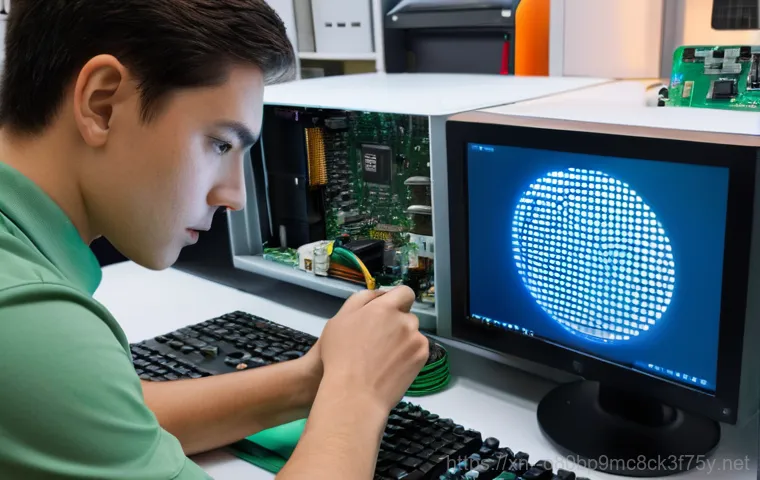 송내동 POOL_HEADER_CORRUPTION - An abstract and ethereal representation of a computer's "memory pool." Glowing, translucent data str...