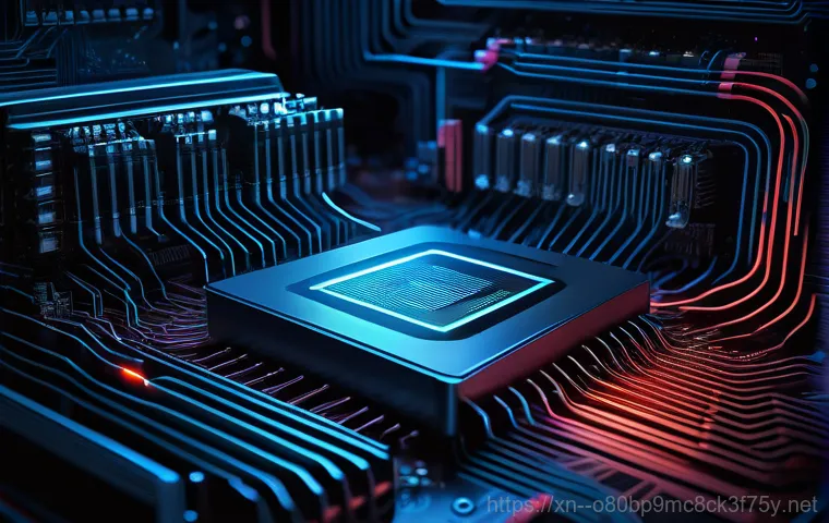 대치동 STATUS_KERNEL_EXECUTION_ERROR - A person, looking visibly stressed, is sitting at a desk with a laptop displaying a vibrant blue scr...