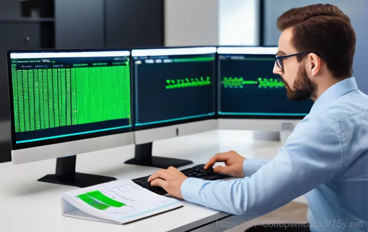 대치동 STATUS_KERNEL_EXECUTION_ERROR - An abstract, highly stylized representation of a computer's inner workings. Glowing blue and red lin...