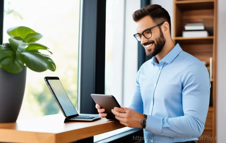 신월동 STATUS_DEVICE_OFFLINE - A wide shot of a modern, well-decorated living room at dusk. A frustrated young adult (gender-neutra...