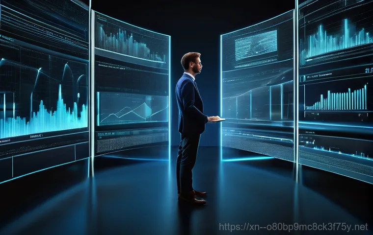 북내면 SESSION_HAS_NO_PAGEFILE - A person, appearing distressed, sitting in front of a computer monitor displaying abstract, fracture...