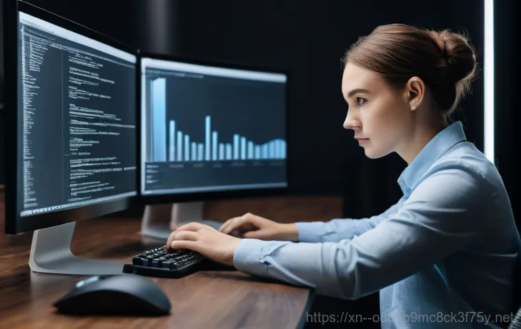 성석동 THREAD_STUCK_IN_DEVICE_DRIVER - A person (20s-30s, gender-neutral) sitting in a dimly lit home office, looking utterly frustrated an...