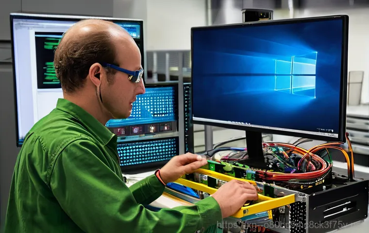 덕이동 HARDWARE_INTERRUPT_STORM - **"System Paralysis: The Frozen Screen"**
    A young adult (approximately 18-25 years old) wearing ...