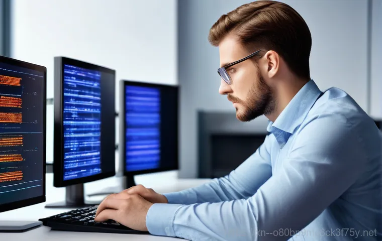 봉산동 STATUS_DISK_NOT_INITIALIZED - **Prompt 1: The Sudden Disk Initialization Error**
    A close-up shot of a person's hands hovering ...