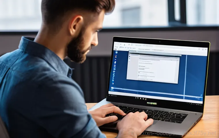 가락동 STATUS_DRIVER_ENTRYPOINT_NOT_FOUND - A young adult, visibly frustrated, is sitting in front of a computer screen displaying a prominent "...