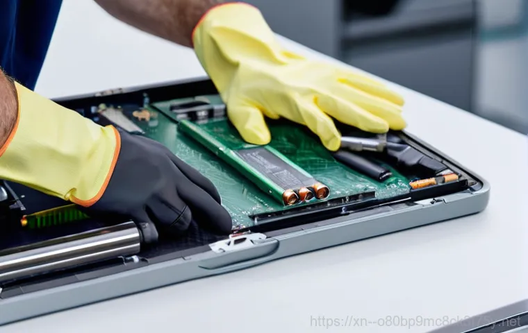 하산곡동 맥북프로 판매 및 수리 - A young adult, looking distressed and holding their head in their hands, is seated at a desk, gazing...