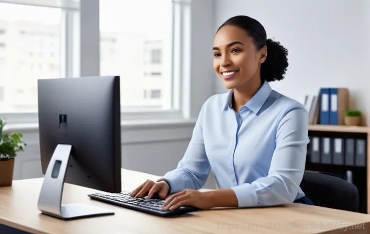 동패동 centos재설치 포맷  초기화 - A young adult (male or female) in a home office or small office setting, wearing casual but appropri...