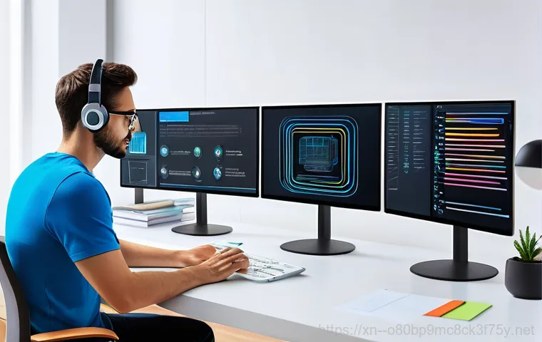 흥도동 STATUS_KERNEL_ACCESS_DENIED - **Prompt:** A close-up, cyberpunk-inspired digital painting showing a frustrated but determined user...