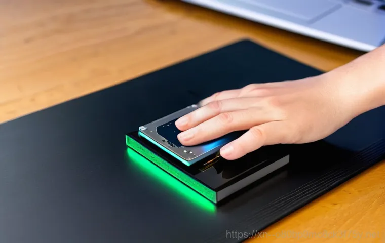 회기동 STATUS_DISK_CORRUPTION - A close-up of a person, approximately 30-40 years old, sitting in a dimly lit home office late at ni...