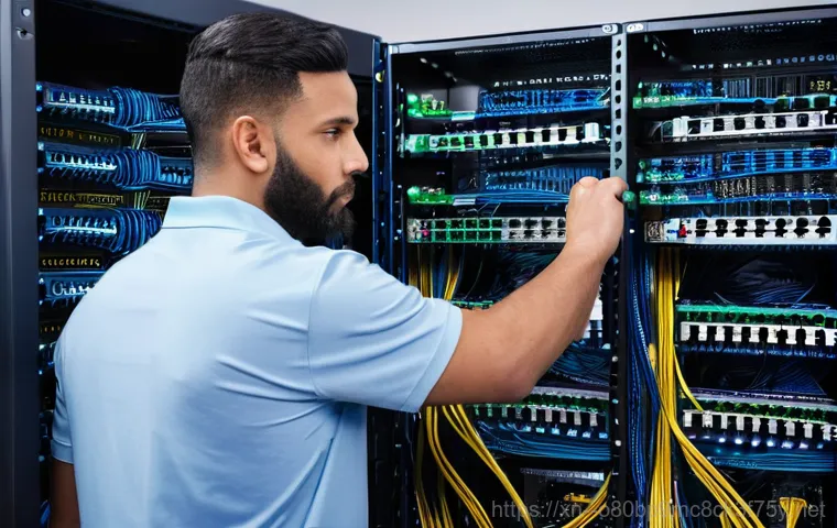 무지내동 네트워크구축 설정 및 세팅오류해결 - A slightly frustrated yet determined office worker, a woman in her late 20s wearing a smart casual b...