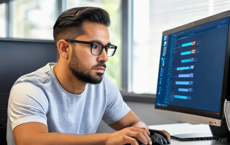 무지내동 네트워크구축 설정 및 세팅오류해결 - A skilled network technician, a man in his 30s wearing a branded work polo shirt, is meticulously or...