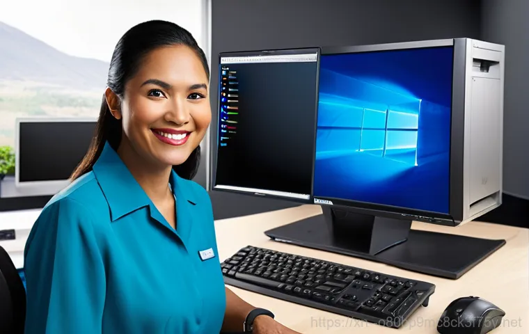 보광동 워크스테이션출장방문수리점 - A highly skilled male computer technician in his late 30s, wearing a clean, professional company pol... 보광동 워크스테이션출장방문수리점 - A highly skilled male computer technician in his late 30s, wearing a clean, professional company pol...