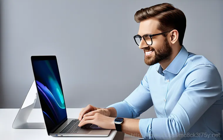 왕징면 부트캠프설치 - A person in their late 20s or early 30s, dressed in casual, everyday attire, sits at a desk, looking...