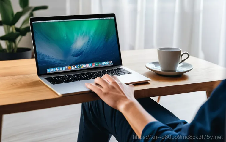 왕징면 부트캠프설치 - A professional in a bright, modern office or home workspace, confidently using a MacBook. The laptop...