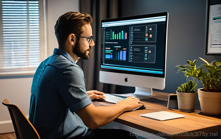 현수동 STATUS_KERNEL_HEAP_CORRUPTION - An abstract, digital representation of a computer's core system, resembling a complex, glowing blue ...