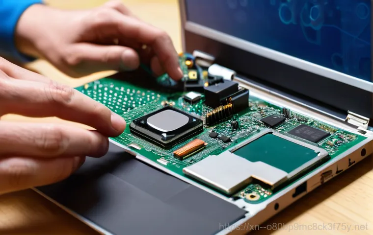 신읍동 노트북 laptop 출장방문수리점 - A young professional (male, 30s) sits at a home office desk, looking extremely frustrated and stress...