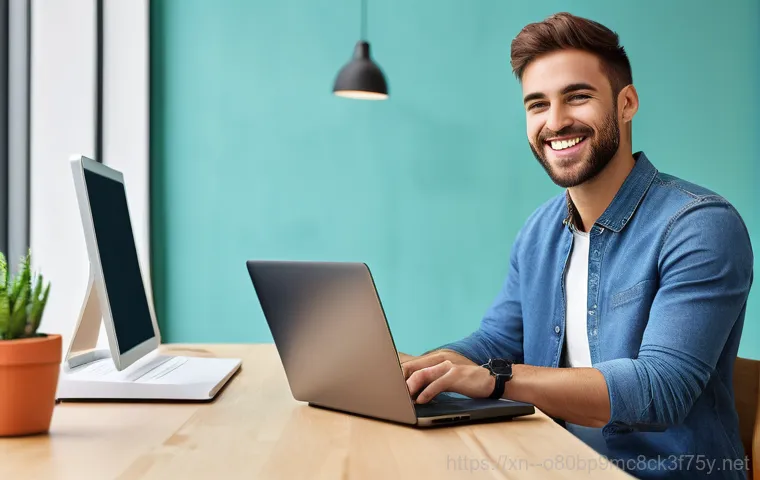 선원면 윈도우10 windows10 재설치 포맷 초기화 - A middle-aged person, dressed in casual wear, sits at a cluttered desk, staring at a computer monito... 선원면 윈도우10 windows10 재설치 포맷 초기화 - A middle-aged person, dressed in casual wear, sits at a cluttered desk, staring at a computer monito...