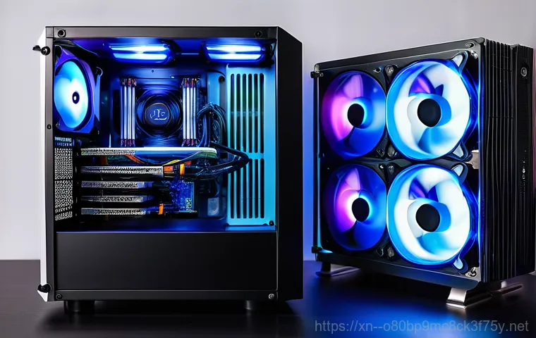 산성동 쿨러조립 및 교체수리 - A frustrated young gamer, male or female, sits in front of a gaming PC setup at night. Their hands a...