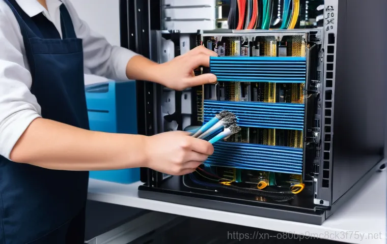 산성동 쿨러조립 및 교체수리 - A split-screen image showcasing two distinct, modern gaming PC builds side-by-side. On the left, a P...