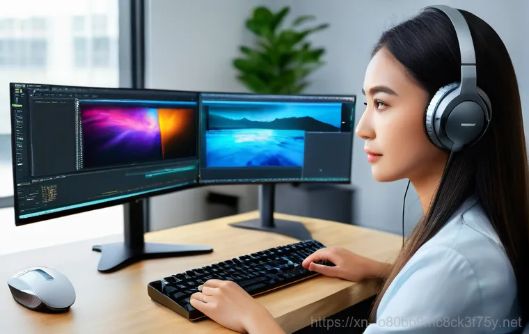 우이동 그래픽카드조립 및 교체수리 - **Gaming Immersion:** A young adult, gender-neutral, with a look of intense focus and enjoyment, wea...