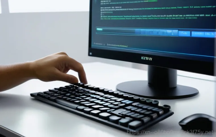 동숭동 BOOTMGR is missing - **Prompt:** A close-up shot of a person's face, illuminated by the cold glow of a computer monitor d...