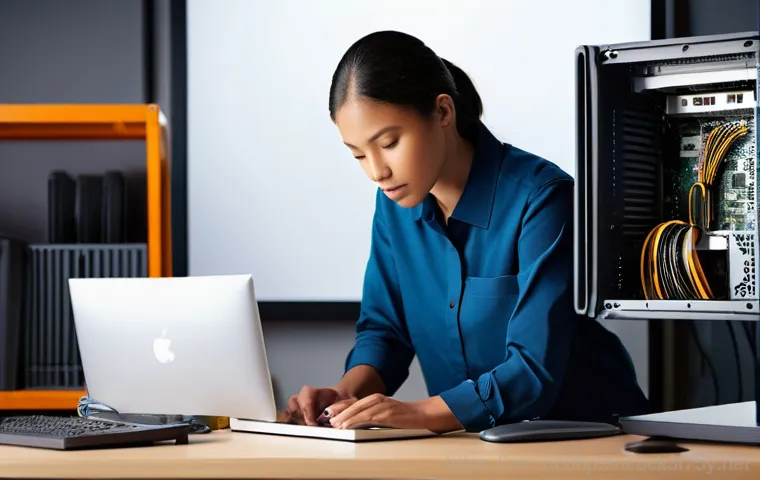 파주시 ACPI_BIOS_ERROR - **Prompt:** A young adult, gender-neutral, sitting in a home office with a look of dismay and frustr...