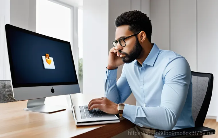 내자동 STATUS_IMAGE_CORRUPTION - **Prompt:** A young adult, dressed in a modest t-shirt and jeans, sits at a desk with a desktop comp...