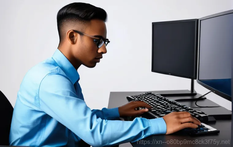 천현동 STATUS_RESOURCE_NOT_OWNED - **Image Prompt 1: The Blue Screen Nightmare**
    A young adult, perhaps in their late teens or earl...