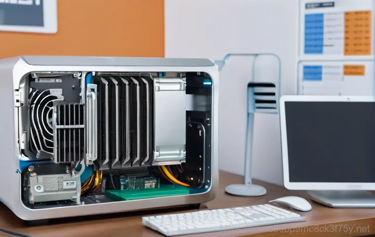 청파동 USER_MODE_HEALTH_MONITOR - Diagnostic process: A close-up shot of a computer's opened tower case, with a technician's hands (we... 청파동 USER_MODE_HEALTH_MONITOR - Diagnostic process: A close-up shot of a computer's opened tower case, with a technician's hands (we...