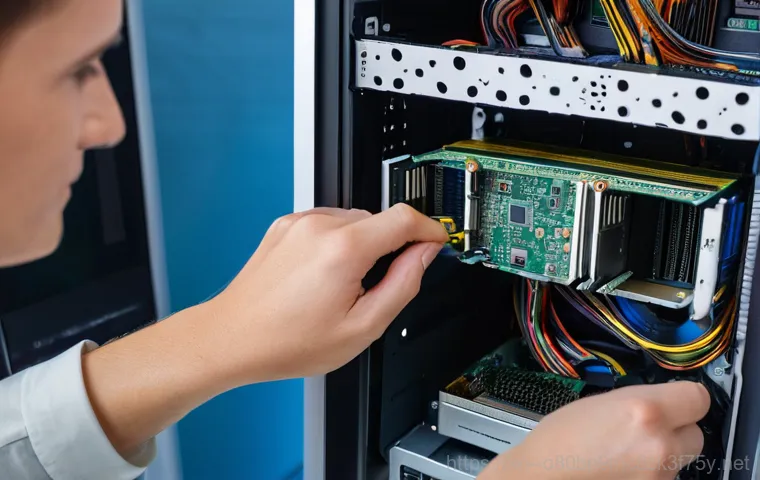 능현동 부팅불가 - A focused person (gender-neutral, 30s) is kneeling behind a desktop computer tower, meticulously ins... 능현동 부팅불가 - A focused person (gender-neutral, 30s) is kneeling behind a desktop computer tower, meticulously ins...