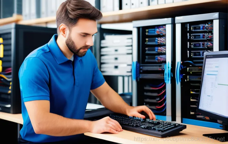 율동 파일서버출장방문수리점 - **Image Prompt 1: Emergency Server Rescue in a Modern Office**
    A high-angle, cinematic shot insi...