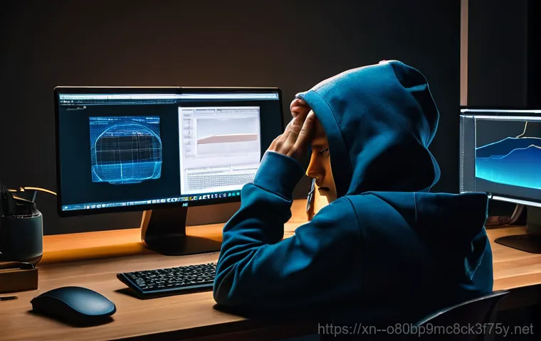 당정동 SESSION_HAS_NO_PAGEFILE - A clean, modern computer workstation with a person, fully clothed in a casual shirt and trousers, si...