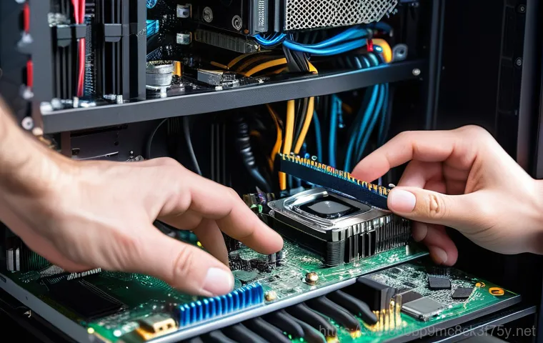 서원동 RAM조립 및 교체수리 - A young adult, wearing casual attire, sits at a desk in front of a computer. The monitor prominently... 서원동 RAM조립 및 교체수리 - A young adult, wearing casual attire, sits at a desk in front of a computer. The monitor prominently...