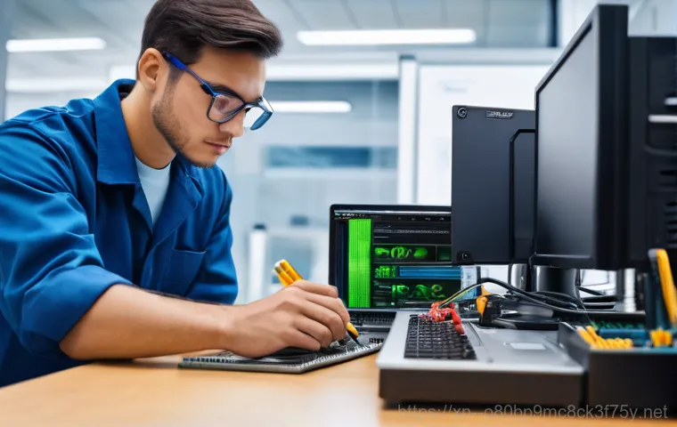 삼가동 STATUS_KERNEL_CONFIGURATION_ERROR - An abstract, glowing blue sphere, representing a computer's "kernel," sits at the center of a comple...