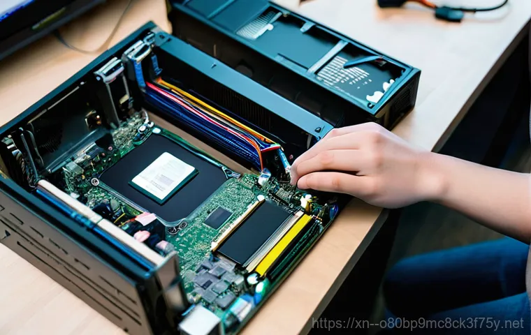 가정동 STATUS_SYSTEM_PROCESS_TERMINATED - **Prompt:** A young man or woman in a casual setting, sitting in front of a computer monitor display...