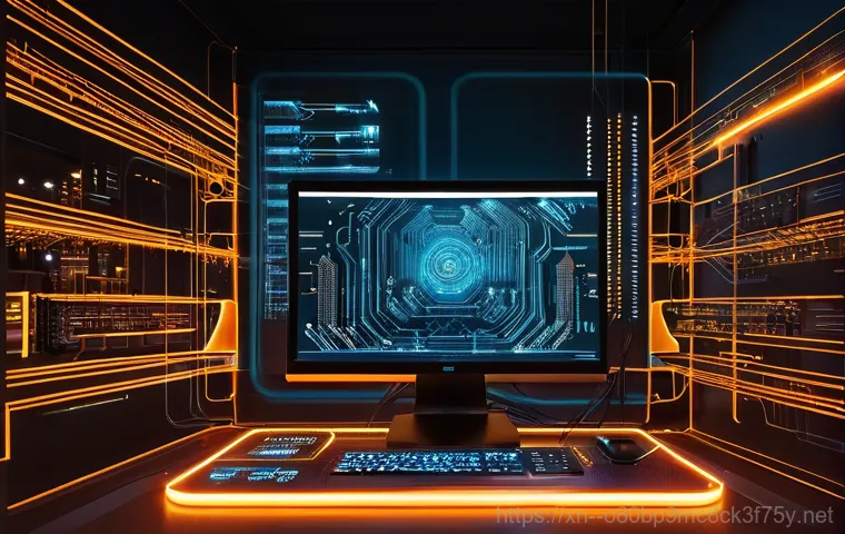 창곡동 STATUS_KERNEL_MEMORY_LEAK - An abstract and conceptual artwork representing a computer's "kernel" as a radiant, pulsating energy...