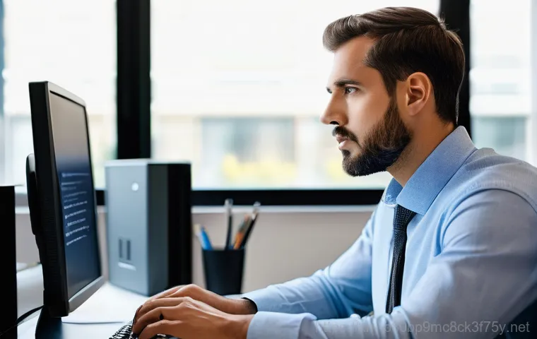 단월동 STATUS_FILE_IN_USE - **Prompt:** A person with a look of intense frustration and exasperation, mid-thirties, wearing casu...