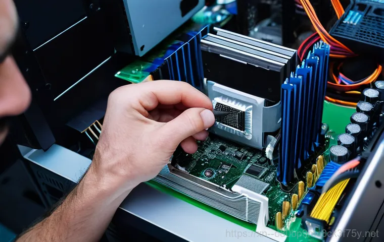 기배동 메인보드조립 및 교체수리 - **Prompt:** A close-up shot of a modern, clean computer desktop setup with the side panel of the PC ...