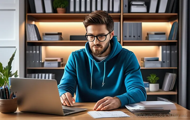 도일동 윈도우7 windows7 재설치 포맷 초기화 - A middle-aged person, looking slightly frustrated but determined, sitting at a desk with an older mo... 도일동 윈도우7 windows7 재설치 포맷 초기화 - A middle-aged person, looking slightly frustrated but determined, sitting at a desk with an older mo...