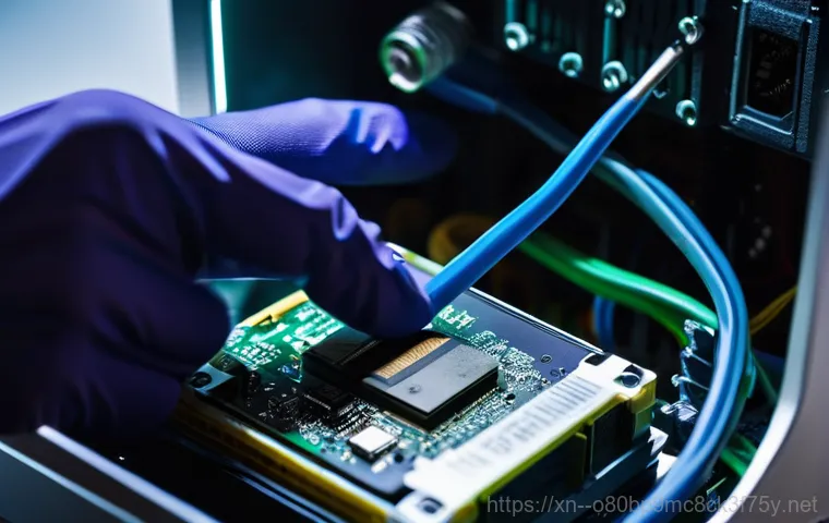 상야동 STATUS_DISK_NOT_INITIALIZED - A person in their early 30s, looking visibly stressed and frustrated, sits in front of a computer mo...