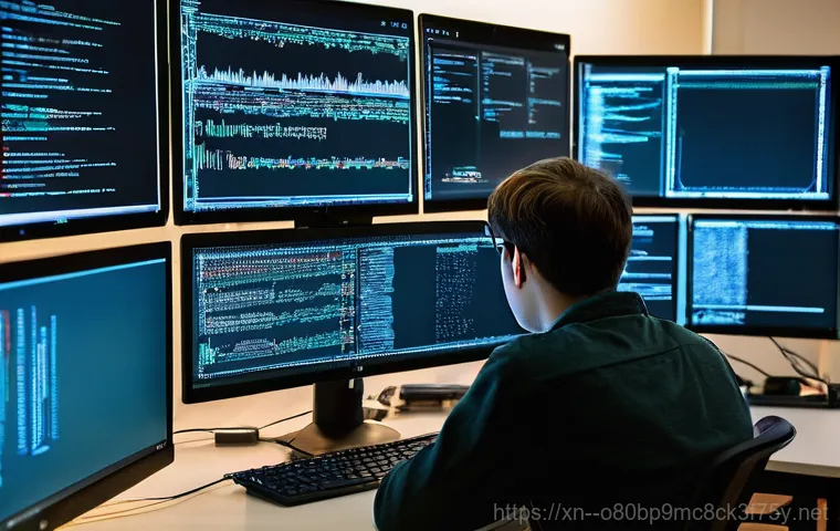 신봉동 STATUS_KERNEL_THREAD_INTERRUPTED - A young professional or student, visibly frustrated, sits at a modern desk in a home office. Their l...