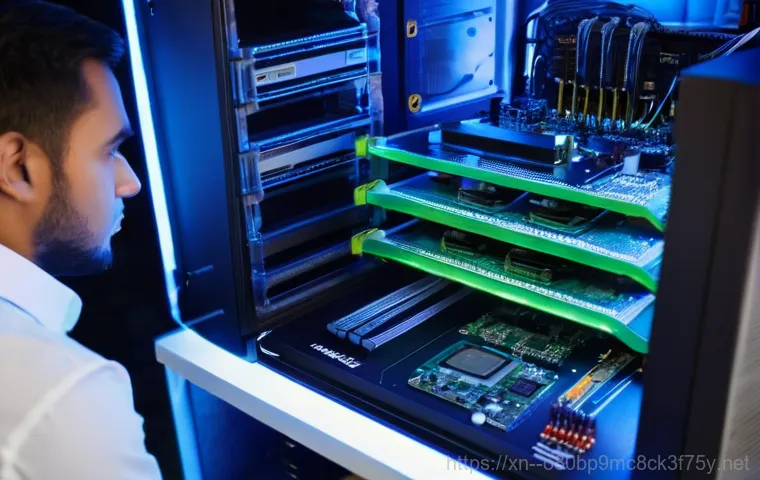 설문동 KERNEL_DATA_INPAGE_ERROR - A young adult (around 20s, wearing a comfortable, clean t-shirt and jeans) sitting at a modern desk ...