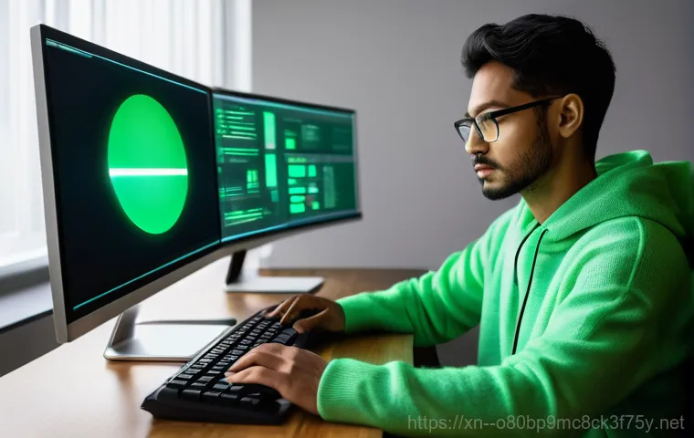 경서동 STATUS_KERNEL_BLOCKED - **A highly detailed close-up of a desktop computer screen displaying a distorted, fragmented image o...