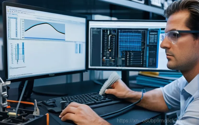 여의도 USER_MODE_HEALTH_MONITOR - An abstract, almost dreamlike visualization of the inside of a computer. Glowing, ethereal lines of ...