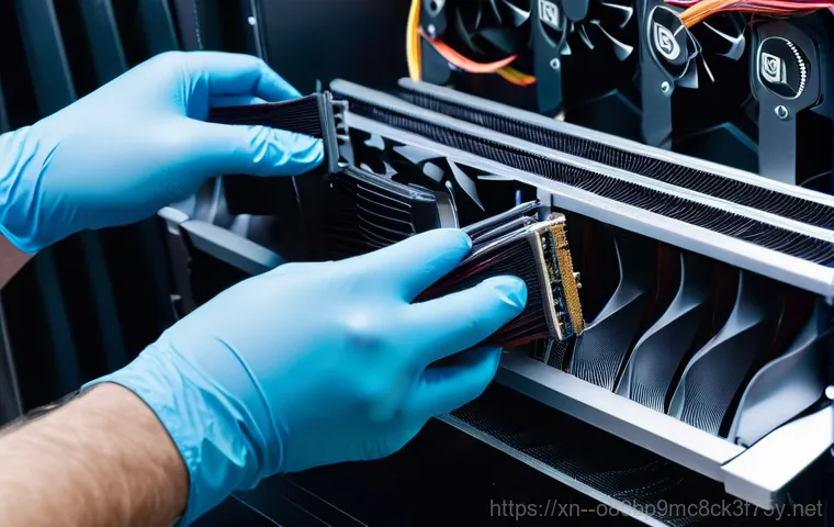 송죽동 그래픽카드조립 및 교체수리 - A young adult, looking frustrated, sits in front of a computer monitor displaying a visually glitche...