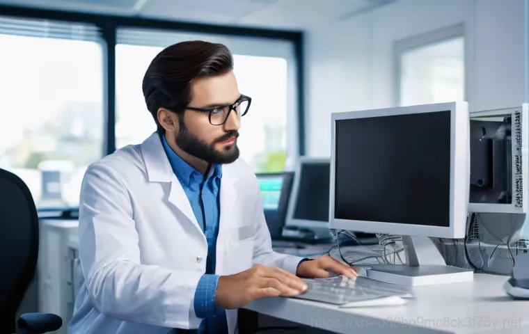 송도동 a disk read error occurred - **Prompt 2:** A close-up, high-resolution shot inside an open desktop computer case. A hand, wearing...