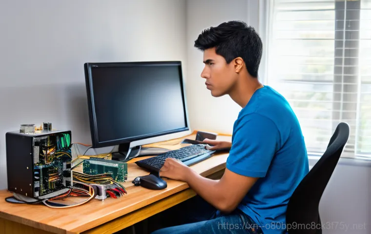 중대동 파워조립 및 교체수리 - Inside a sterile and high-tech hospital server room, a skilled IT professional in a blue polo shirt ... 중대동 파워조립 및 교체수리 - Inside a sterile and high-tech hospital server room, a skilled IT professional in a blue polo shirt ...